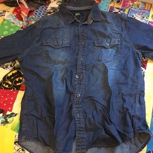 Denim button-up shirt